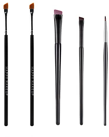 Schräger Eyeliner Pinsel, Augenpinsel Pinselset, Abgewinkelter Lidstrich Pinsel, Augenbrauen Pinselset, Abgewinkelter Eyeliner-Augenbrauenpinsel, Augen-Make-up 5 PCS
