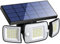 INTELAMP Faretto Led da Esterno Solare 6000mAh Faretti Solari 108 LED 1200LM Faro Led Esterno con Pannello Solare e Sensore di Movimento 6500K Luci Lampione Lampada Garage Giardino