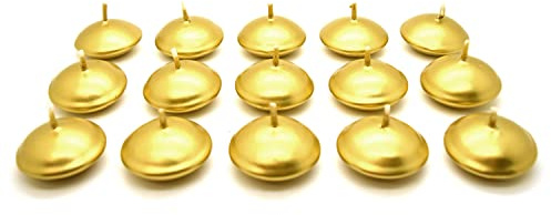 Floating Candles, Pack of 15, Unscented, Long Burning Time, Tealights Candles, Romantic Warm Decoration Wedding Pool Dinner Christmas (Gold, Metallic)