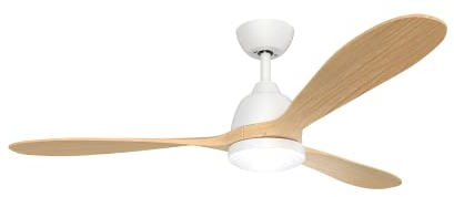 SPC Conforto DC Nature – Ventilador de techo con aspas de madera natural, luz led con 3 tonos de temperatura de luz, motor DC ultrasilencioso y eficiente, Ø132 cm, control por app y mando a distancia
