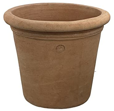 Hirsch Terracotta Vaso ohne Dekoration Ø 45 cm Terra di Impruneta Stabiler Blumentopf Übertopf mit sicherer Standfläche
