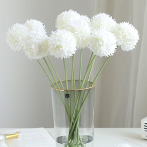 OUKEYI Ramo de flores artificiales de crisantemo, 12 ramos de flores artificiales de diente de león para novia, tallo único para ramos, decoración del hogar y jardín