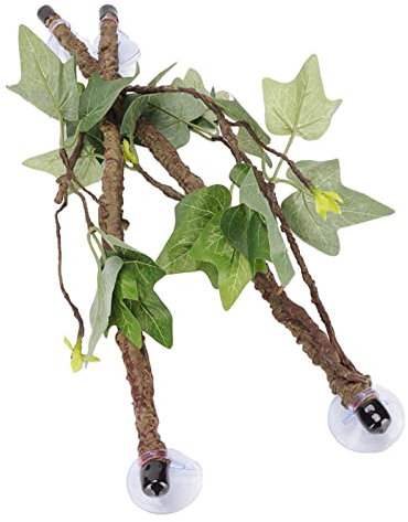 2 PCS Reptile Corner Branch Climbing Terrarium Plant Decoration Fake Vines Hanging with Suction Cup for Snakes Amphibian Bearded Dragons Lizards Frogs Geckos Tank Habitat Decor