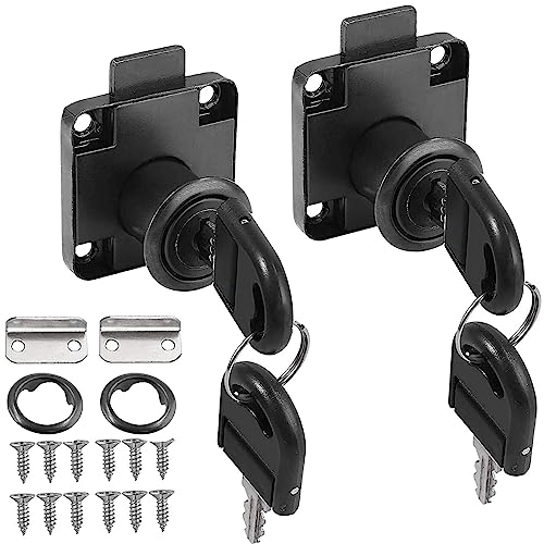 ZiYuya 2 serrature a camma con chiave diversa, serratura di sicurezza per armadietti, cassette postali, cassetto, cassetta delle lettere, leva e serrature per porte di mobili, colore nero