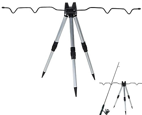 OnIUeZky Asta di Pesca Tripode Stand Pieghevole Anti-Rust Non Russo Non Slip telescopici Portatile in Alluminio Porta in Lega Esterna Resto per rastrelliere a Bastoncini