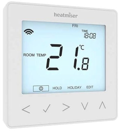 LavaTap Heatmiser NeoStat 12v V2 Programmable Thermostat for 12 Volt UFH Systems (Glacier White)