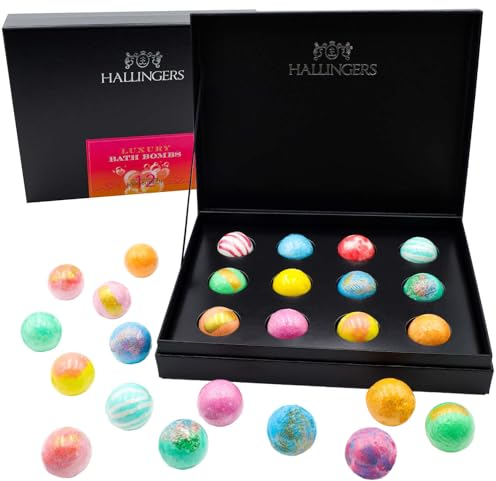 Hallingers Luxury Bath Bombs - Orange - 12er Badebomben-Geschenk-Set mit zwölf Bathbombs (Set) - Geschenk im Sommer & als perfektes Grillgeschenk | Glückwunsch Glückwünsche Neues Zuhause