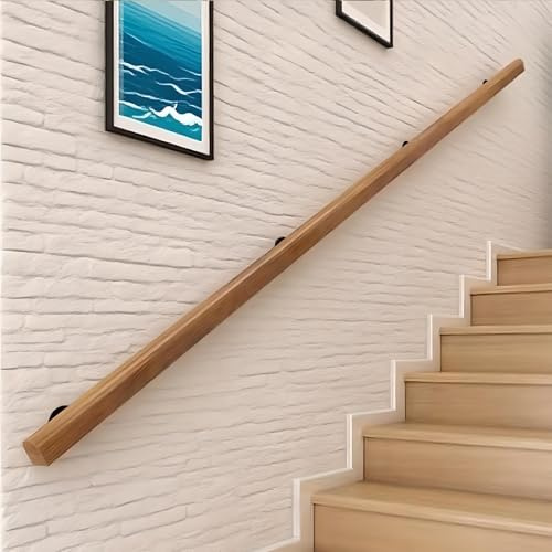 Dawselod Massivholz Handlauf 180cm,Wandmontage rutschfester Treppengeländer,Schwerlast Sicherheitstreppengeländer für Innen- und Außentreppen,Ideal für Senioren, Kinder und Behinderte