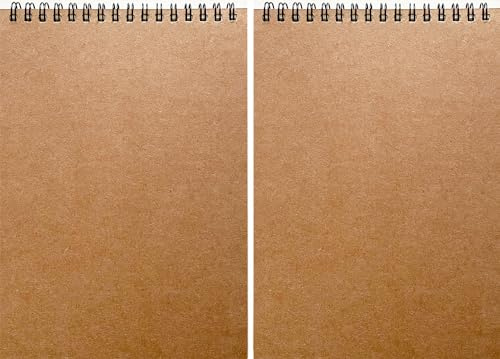 JOYISEN 2PCS A5 Sketch Book 160GSM Thick Beige Spiral Bound Watercolour Sketch Pads with Blank DIY Cover for Adults Student Artist (60 Pages/30 Sheets)