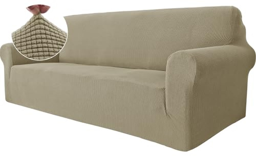 Ystyle Universale Copridivano 3 Posti con Braccioli, Cachi | Sofa Cover Antigraffio Gatto, Pesante Fodere Copridivani Elasticizzato, Copripoltrona Antimacchia Lavabile Antiscivolo
