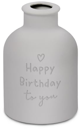 Grafik Werkstatt | Vase Happy Birthday, Grau, klein