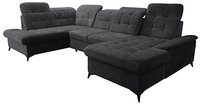 Robin Inspire Ecksofa Mit Schlaffunktion 2 Bettkasten U Form Sofa Eckcouch Schlafcouch Freistehend Verstellbare Sitztiefe Rückenhöhe Neo 343 x 210 x 90 cm Links Anthrazit