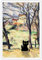 NONPAI Leinwandbild, Motiv: Paul Cezanne im Vintage-Stil, berühmte Öldrucke, Gemälde, Bäume und Häuser, lustige schwarze Katze, ästhetisches Poster, Galerie, rustikales Bauernhaus, Landschaft,
