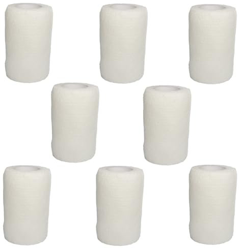 8 Rollen Selbstklebender Verband 7.5cm X 4.5m Selbsthaftende Bandage Elastische Binde Wundverband Fixierbinde für Knie Handgelenk und Sprunggelenk Weiß