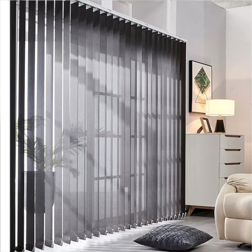 LRYELWA Lamellenvorhang Raumverdunkelnd Komplettset Schwarz Vertikaljalousie Lamellen Fenster Rollo Flächenvorhang Schiebevorhang,Anpassbare Farben und Größen,Breite x Höhe (170cm x 200cm)