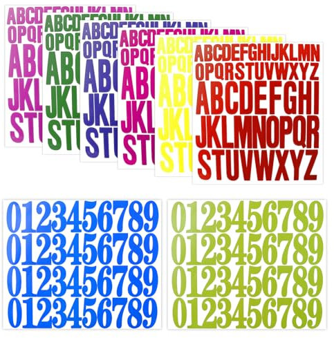 8 Blatt Selbstklebende Buchstaben Zahlen Aufkleber Set 2,5cm 5cm Groß Klebebuchstaben Selbstklebend Wasserfeste Vinyl Alphabet Nummer Sticker für Scrapbook Kunsthandwerk Karte Briefkästen(8 Farben)