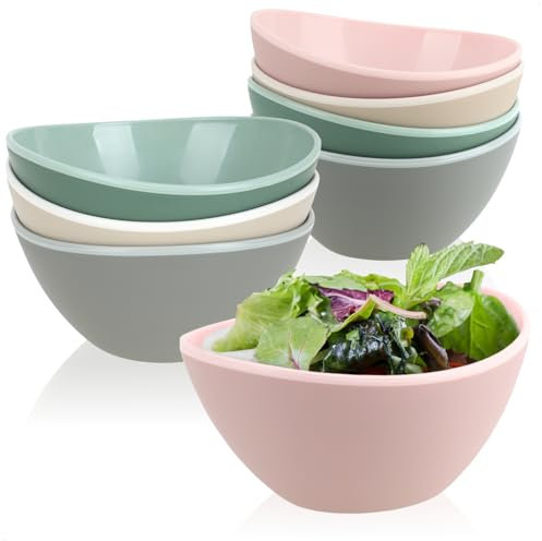 com-four® 8x bol en plastique 330 ml - récipient réutilisable - bols à collation en plastique - bols à glace incassables - plats de camping pour pique-niques, buffets, jardins [la sélection varie]