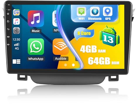 4G+64G 8 Core CAMECHO Android 13 Autoradio mit Navi für Hyundai I30 2011-2015 mit Navi Carplay Android Auto Wireless, Doppel Din Radio mit 9 Zoll Bildschirm,Mirror Link RDS/FM Bluetooth 5.0+DSP