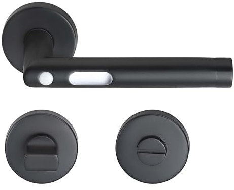MeinTürgriff LED-Türgriff Orbit Türdrücker BB PZ WC schwarz Türgriff Drückergarnitur, Typ:WC- Bad/WC