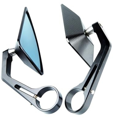 Lenkerendenspiegel 7/8 aluminium Lenkerenden Motorrad Seitenrückspiegel Dreieck CNC Universal Motorrad Fahrrad Lenker Rückspiegel Motorrad Rückspiegel(Schwarz)