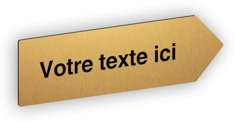 Flèche directionnelle gravée autocollante personnalisable, Plaque signalétique orientation Droite – or - format 20x6