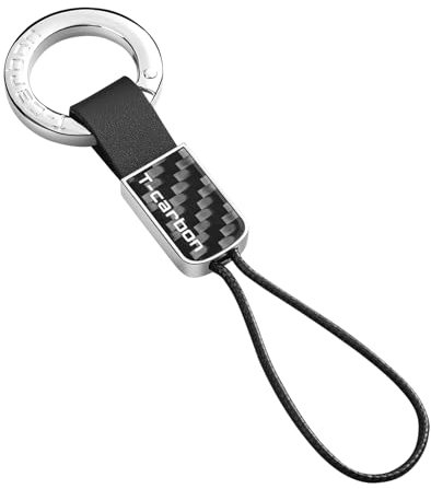 T-carbon Kohlefaser Schlüsselanhänger Schlüsselbund,Schlüsselanhänger für Männer Frauen,Autoschlüssel Zubehör,Schwarz