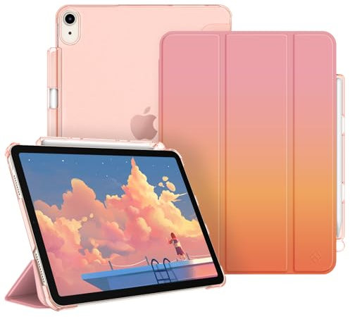 FINTIE Coque pour iPad Air 11 Pouces (M3) 2025/(M2) 2024 et iPad Air 5e/4e Génération 10.9 Pouces (2022/2020) - [Rangement de Stylet] Étui Transparent Mat, Housse Fine, Ombre Crépusculaire