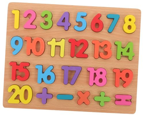 GLSTOY Chinese Puzzle Wooden 1 20 Number Puzzle Board Educational Mosaic Building Blocks for Children Hand Grasping Cognitive Learning Toy Digital Letters Ages 3+ Educational Toys