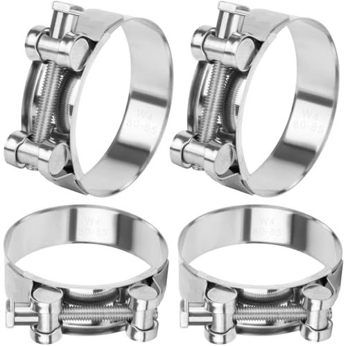 Moto Collier de Serrage Tuyau d'échappement 4Pcs Colliers de Manchon Echappement en Acier Inoxydable pour Famille Turbines Tuyaux de Drainage Raccord Bateaux Camions de Construction (80-85mm)