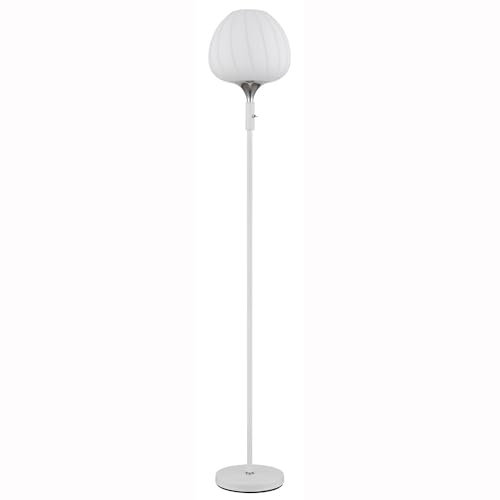 Standleuchte Stehlampe Beistellleuchte Glas weiß matt gemustert E27 verchromt