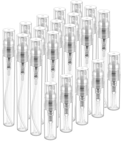 Qianyu 20 PCS Mini Spray Bottle Plastic Perfume Atomizer Refillable Pocket Dispenser Empty Travel Sprayer Portable Sample Containers for Perfume Makeup Toner Facials Body Mists