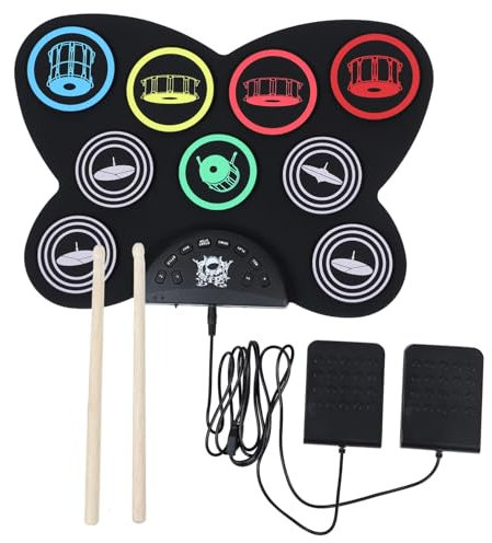 KICHOUSE 1set Batteria Portatile Per e Adulti Strumento Per Praticare Ritmi Registrazione e Riproduzione e Resistente Per Principianti