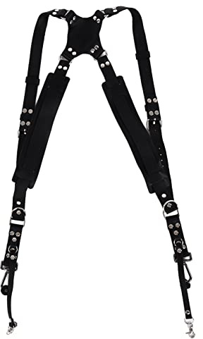 Harnais Double Appareil Photo en Cuir Réglable avec Libération Rapide | Sangle d'Épaule pour Deux DSLR/SLR pour Photographes Professionnels, Mariage et Randonnée