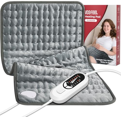 VOSFEEL Heat Pad, Electric Heating Pad with 6 Heating Levels and 4 Time Settings, Auto Off, Machine Washable, Heat Pads for Back Neck Shoulder Period Pain Relief