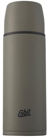 Esbit Classic Insulated Flask 1 L - Thermos Flask for Hot and Cold - Thermos Flask with 2 Cups - Stainless Steel Drinking Bottle - Leak-Proof - Olive Green