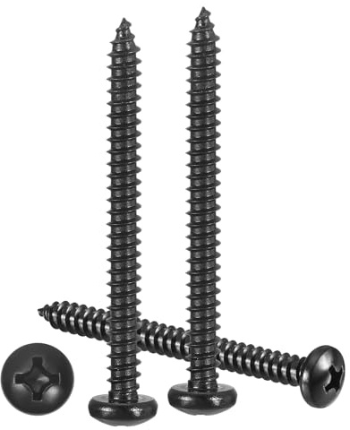 METALLIXITY Phillips Pan Head Self Tapping Screw #10x2 100Pcs | 304 SS Self Drilling Screw for Metal Wood Plastic, for Cabinet Wall Shutter Plate Rock Furniture, Black