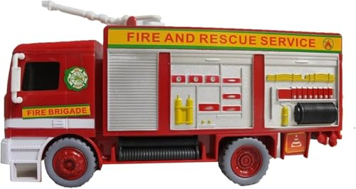 Gjo Electric Fire Truck Toy with Bubbles, Lights & Music, Red Battery-Operated Fire Engine with Bump & Go Action, Bubble Blowing Toy for Kids Boys Girls,