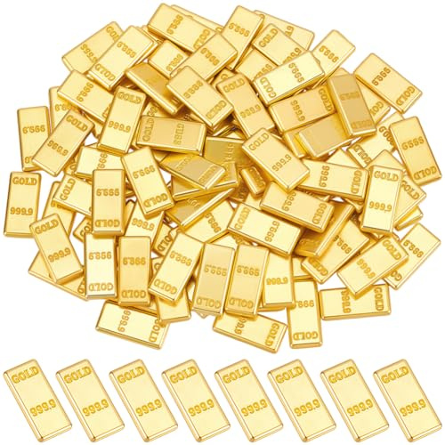 SOFPLATE 100 Stück Replik Goldbarren Glänzender 13 x 6 x 2mm Miniatur Goldbarren replikat Metall für Party Begünstigt Aktivität Requisiten Geburtstag Dekoration Goodie Taschen Füllstoffe Erwachsener