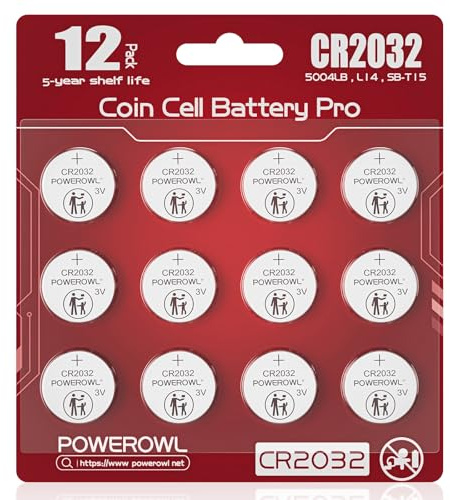 POWEROWL 12 Pcs Lithium Battery CR2032 3V for your Toys, Games, MP3 players, Stopwatches (Red)