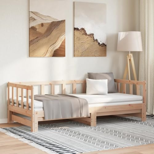 QZZCED Ausziehbares Schlafsofa aus Kiefernholz, 2 x 80 x 200 cm, Bettgestell mit Latten für bessere Luftzirkulation und Stabilität, Klappsofa für Wohnzimmer