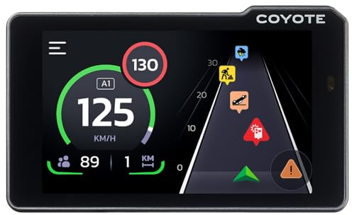 Coyote Max (Italia) – Assistente alla guida - Assistente vocale e schermo tattile da 4'' - Segnalazione superamento velocità - Controlli, pericoli, traffico e perturbazioni in tempo reale - Bluetooth