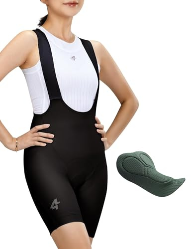 LAMED Damen Radträgerhose Radhose Kurz mit Trägern Atmungsaktiv, Schnell Trocknend, Hoch elastisch, UPF 50+ Fahrradhose Radlerhos