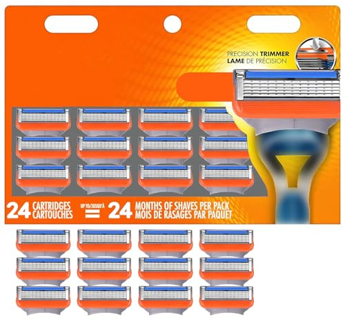 Lames de rasoir Fusion-5, 24 pièces Lames de rechange Fusion 5 lames 5 plis, lames de rasoir pour le corps, lames intimes, compatibles avec le rasoir humide pour hommes
