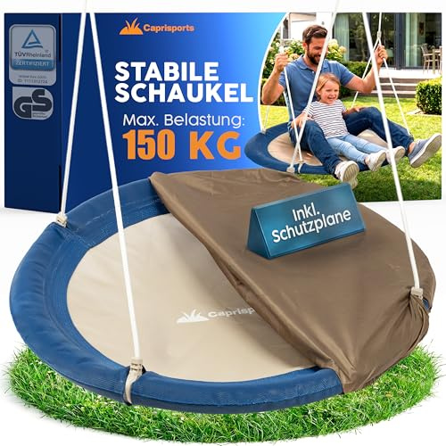 Nestschaukel Outdoor - [inkl. Abdeckhaube] - TÜV/GS geprüft - Höhenverstellbare Schaukel Outdoor und Indoor für Kinder und Erwachsene - bis 150 kg - Netzschaukel oder Korbschaukel