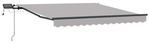 Mhdvray Einziehbare Markise Hellgrau 300 x 250 cm UV-beständiger Stoff mit LED Beleuchtung Manuell Gelenkarmmarkise für Balkon Terrasse und Garten