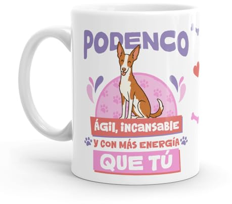 Puterful - Taza Razas Perro - Taza original para café - Resistente al microondas y lavavajillas (Podenco)
