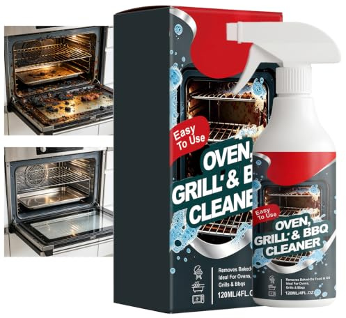 Fast Acting Heavy Duty Grill Degreaser Spray, Heavy Duty Bbq Grill Degreaser, Powerful No-Scrub Oven & Kitchen Cleaner for Grills Stovetops & Pans， Removes Baked-On Grease & Burnt Food (1PCS)