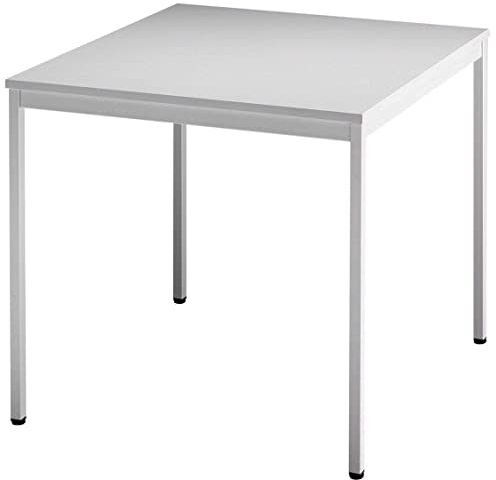 bümö Tisch klein, Multifunktionstisch, 80 x 80 cm in grau - Beistelltisch, Bistrotisch, Esstisch, Pausentisch, Mehrzwecktisch Tischsystem für Warteraum, Pausenraum & Co.