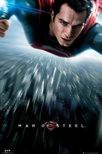 Superman Man of Steel Poster Onesheet (Flying) (61cm x 91,5cm) + 2 St. Schwarze Posterleisten mit Aufhängung