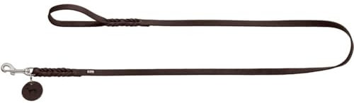 HUNTER Hundeführleine SOLID EDUCATION, Farbe: dunkelbraun, Leder, geflochten, robust, weich, Handschlaufe, Größe: 16/100
